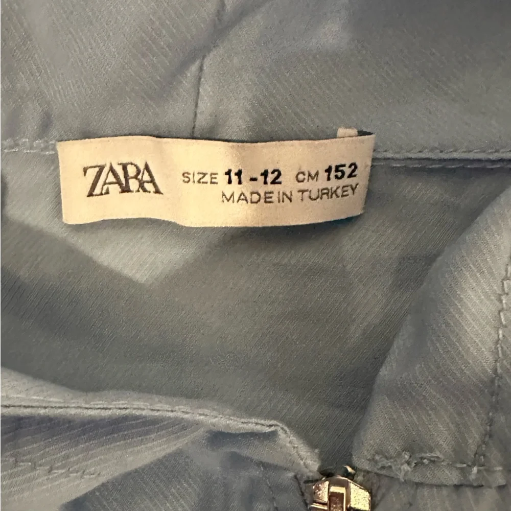NEW ZARA WITHOUT TAGS KIDS Sz 11-12 N/SLV BLUE ZIP UP ONE PIECE w POCKETS/HOOD - Picture 5 of 5
